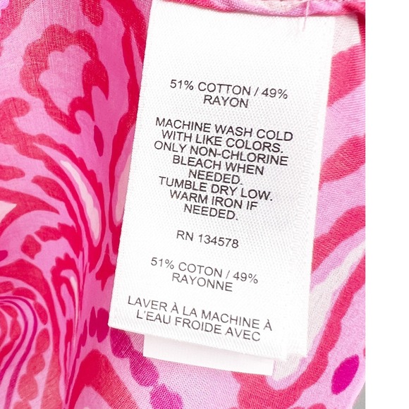 Vineyard Vines Pink Paisley Pattern Ruffled Sleeveless Tie Neck Blouse Women's L - Picture 8 of 8